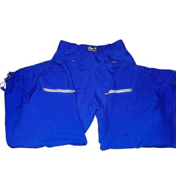 Vintage Kikwear Nylon Blue Wide Leg Pants size 32 Skater Rave Grunge drawstring - Picture 5 of 10